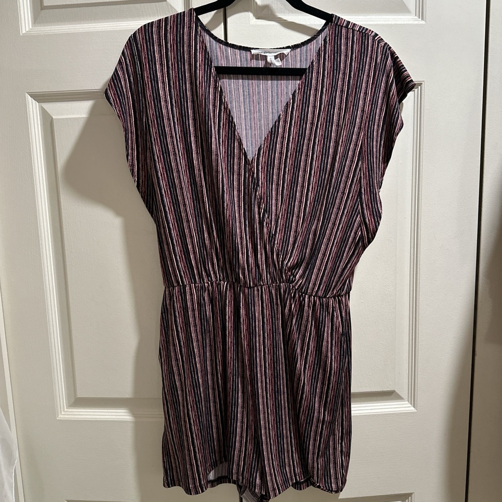 BCBGeneration Striped V-Neck Romper
